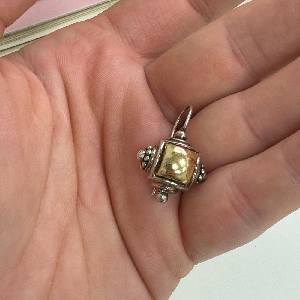 14K yellow gold and 925 sterling silver earrings for pierced ears 7.2g - Picture 4 of 16